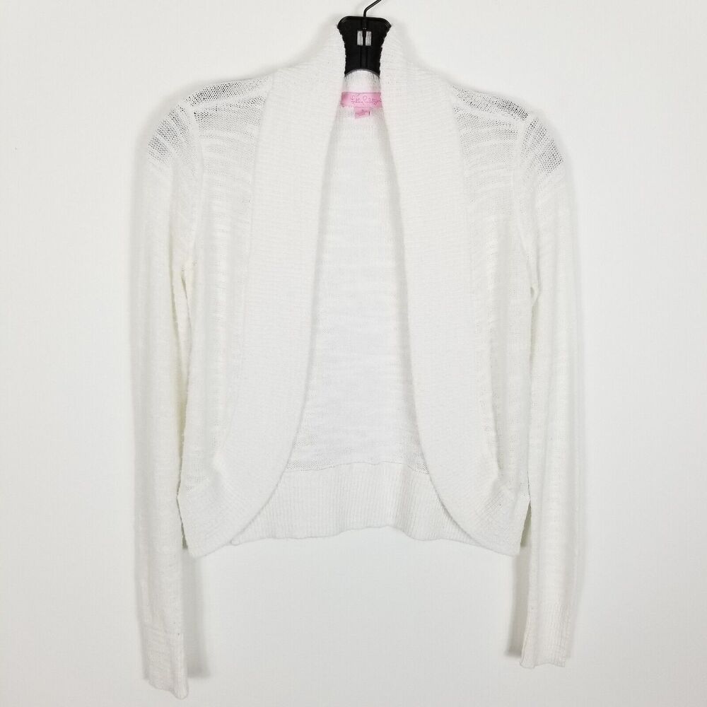 Lily Pulitzer Amalie cardigan Sweater Size S White Beachy Open Front